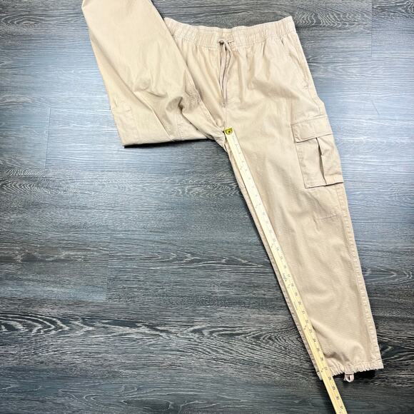 Maison Article Mens Ripstop Cargo Drawstring Pants Size M Ankle Cinch Khaki - Picture 6 of 9